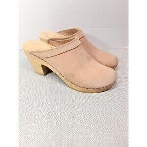 No 6 Size 40 Clog Sand Tan Blush Leather Slip On Boho Hippie Heeled